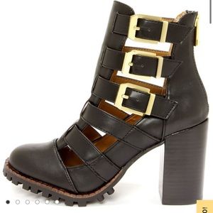 Report Signature Ashtin Black Caged Ankle Boots worn once